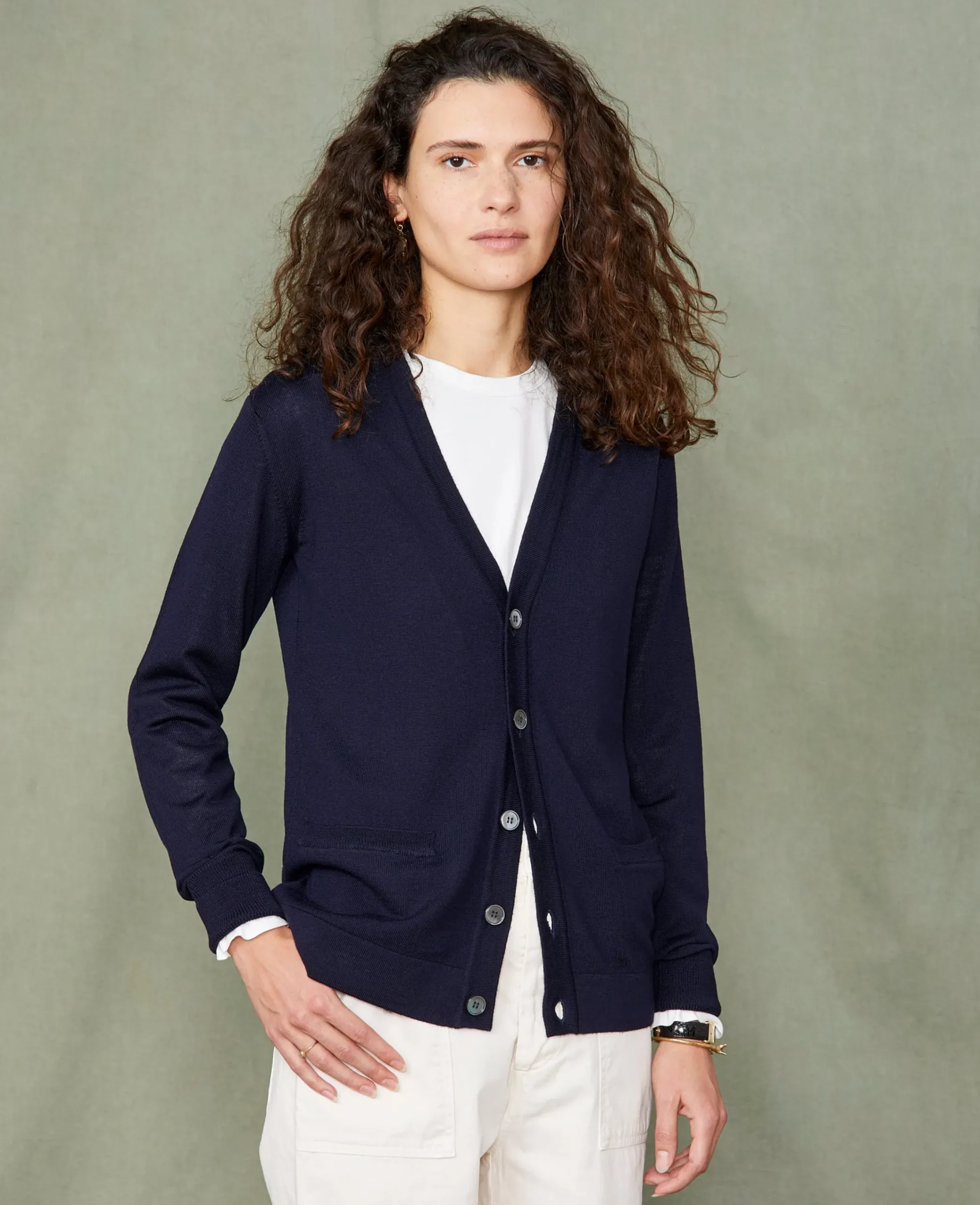 Cardigan en maille laine merinos italienne