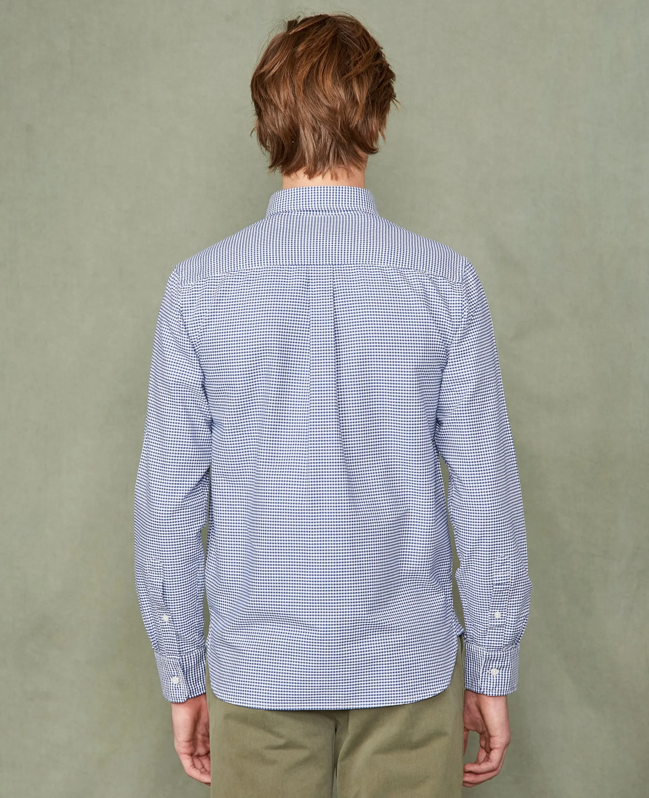 Chemise new button down oxford de coton vichy navy