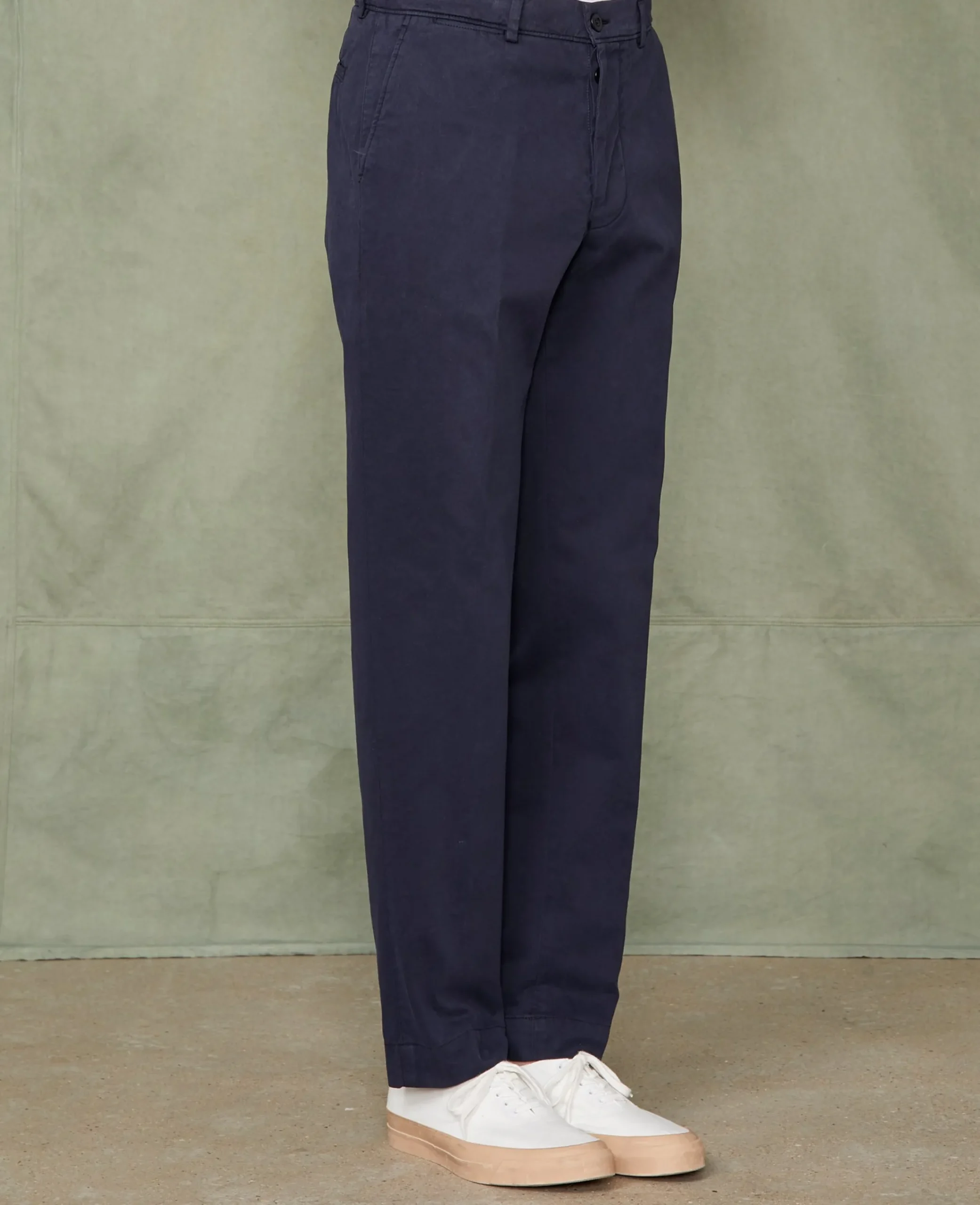 Chino plain front coton italien organique