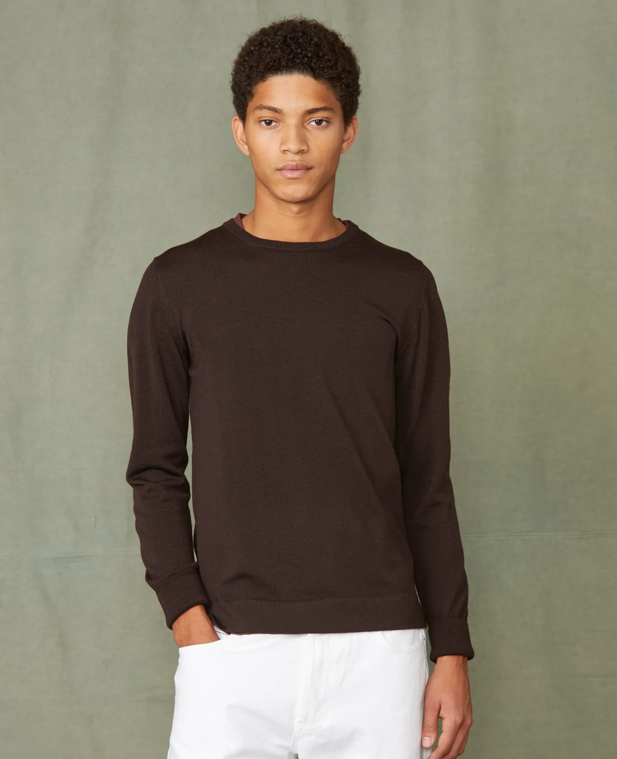 Pull col rond laine merinos italienne