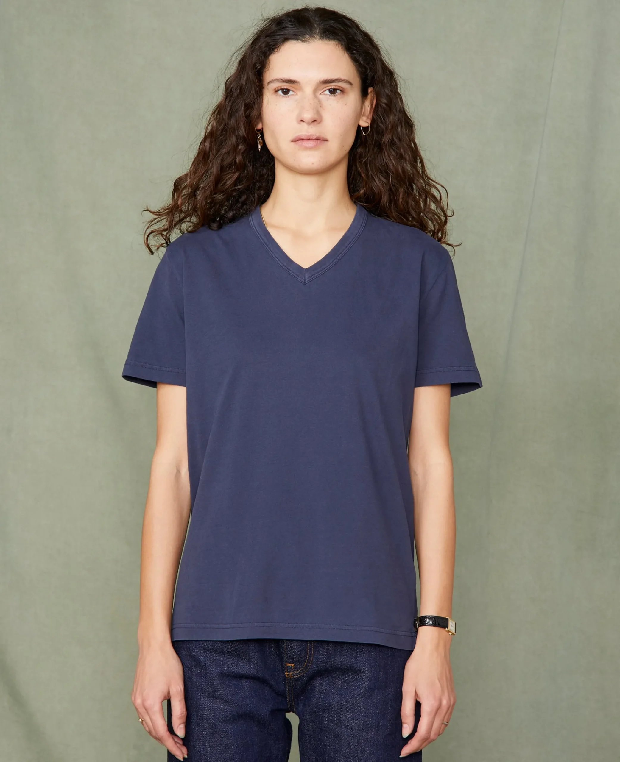 T-shirt col v coton recyclé et organique